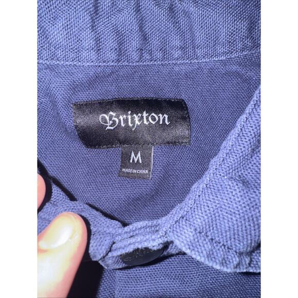 Brixton Workwear Utility Chore Shirt Blue Canvas Button Up Medium 19x26 - Picture 5 of 5